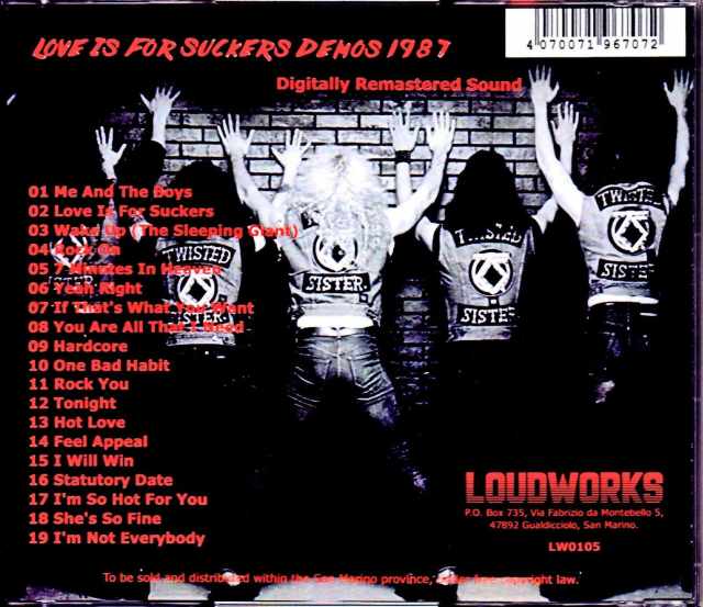 Twisted Sister トゥィステッド・シスター/Love is for Suckers Demos 1987