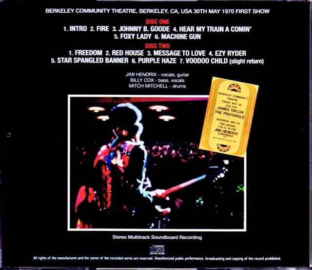 Jimi Hendrix ジミ・ヘンドリックス/CA,USA 5.30.1970 First Show