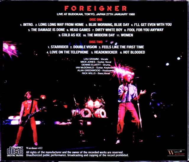 Foreigner フォリナー/Tokyo,Japan 1.27.1980