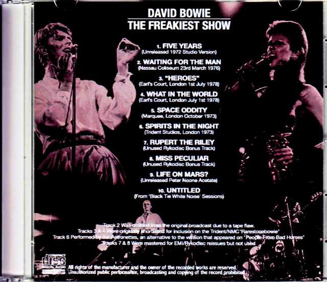 David Bowie デビッド・ボウイ/Rare Soundboard Tracks Compilation