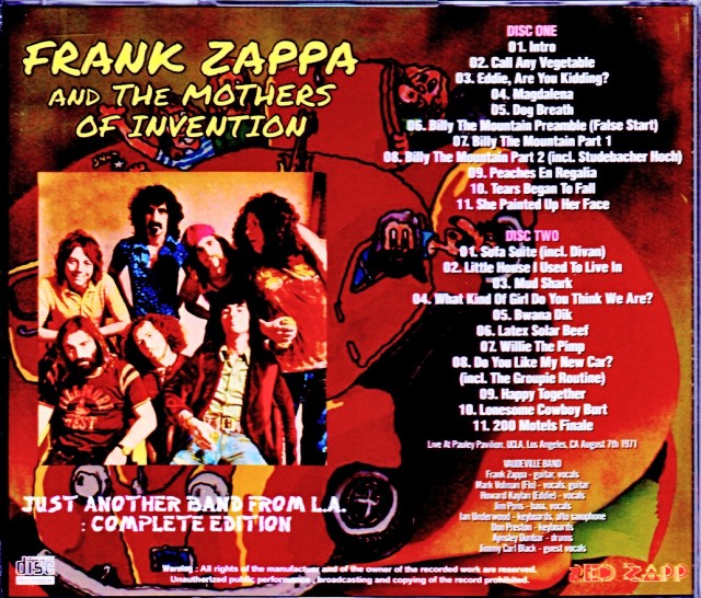 Frank Zappa フランク・ザッパ/CA,USA 1971