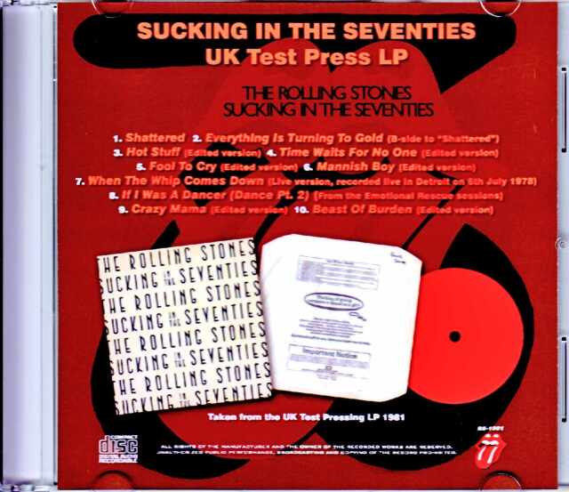 Rolling Stones ローリング・ストーンズ/Sucking in the Seventies UK