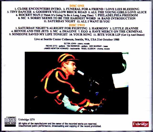 USA現地調達：エルトン・ジョン音楽譜面オリジナル・ミュージックシート USA現地調達：エルトン・ジョン音楽譜面オリジナル