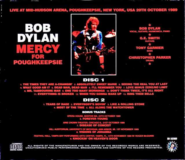 Bob Dylan ボブ・ディラン/NY,USA 1989 & more