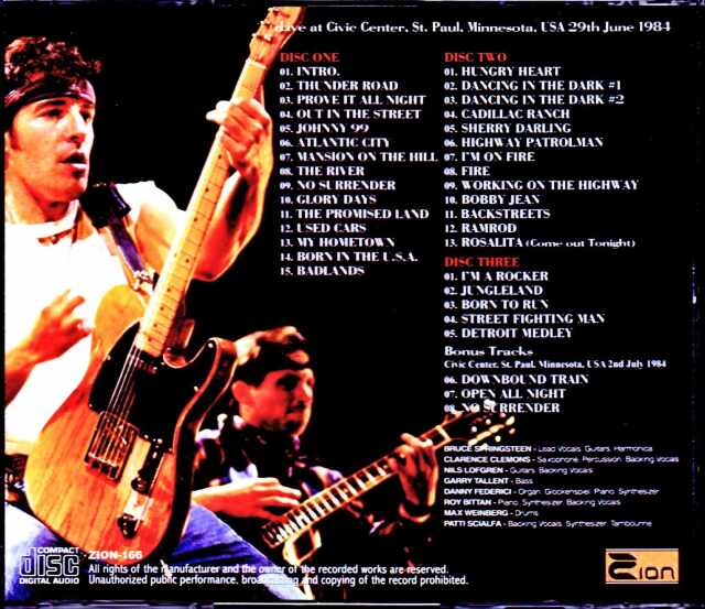 Bruce Springsteen ブルース・スプリングスティーン/MN,USA 6.29.1984