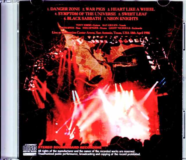 Black Sabbath ブラック・サバス/TX,USA 1986