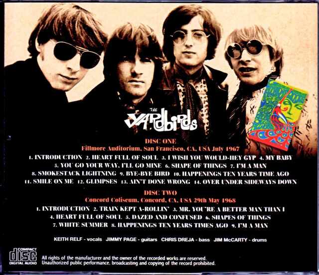 Yardbirds ヤードバーズ/CA,USA 1967 & 1968 New Source