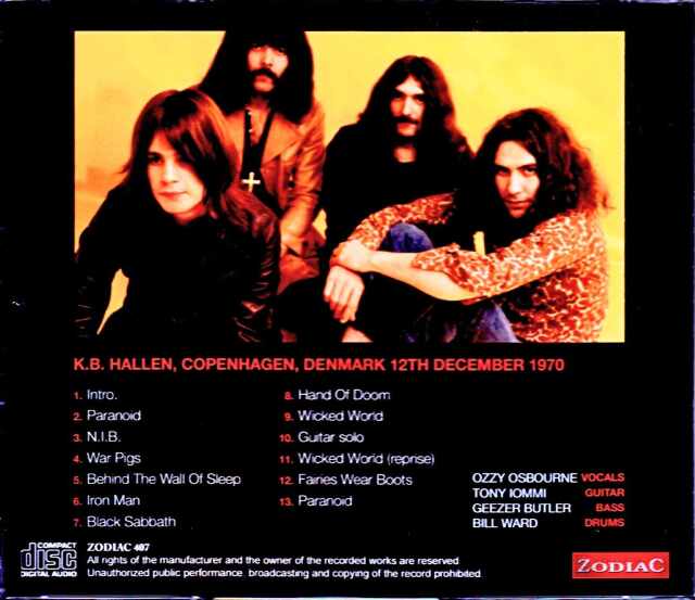 Black Sabbath ブラック・サバス/Denmark 1970
