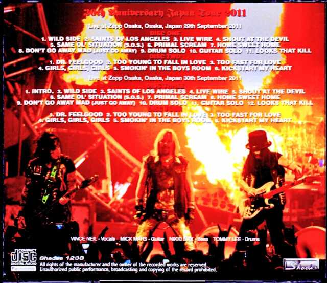 Motley Crue モトリー・クルー/Osaka,Japan 2011 2Days Complete