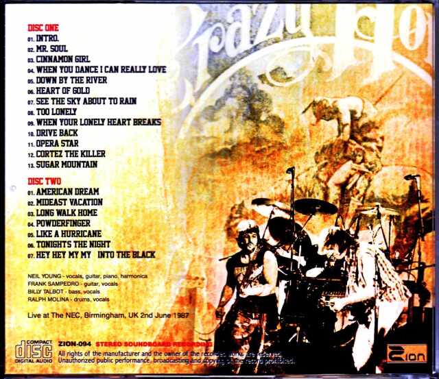 ◾️ニール・ヤング & クレイジー・ホース/1987年未発表ライブ放送用マスター◾️ Neil Young with Crazy Horse ニール・ヤング/UK 1987