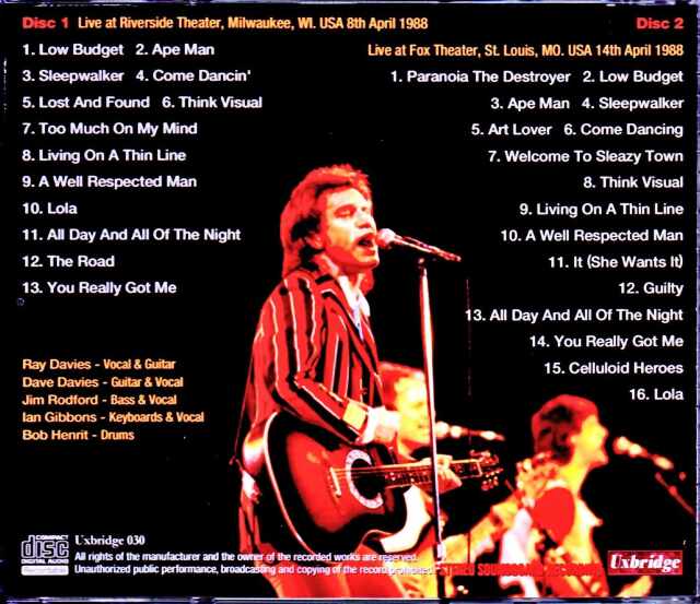Kinks キンクス/WI,USA 1988