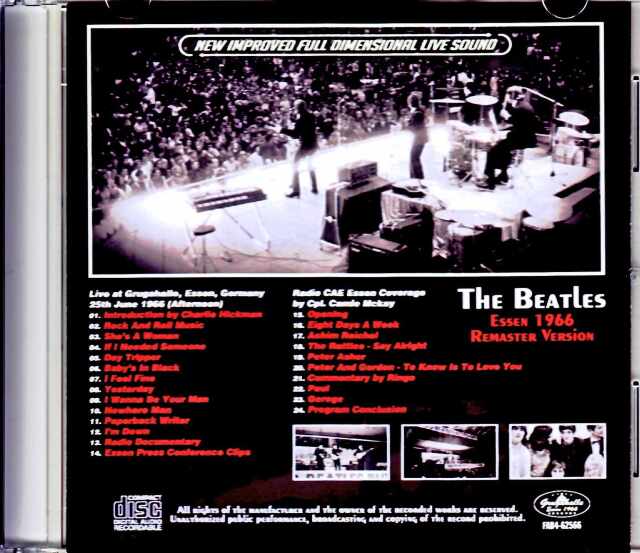 Beatles ビートルズ/Germany 6.25.1966 Afternoon Show