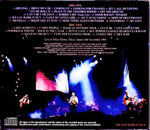 ポールマッカートニー paul mcartney 1993年製ヴィンテージ Paul McCartney ポール・マッカートニー/Tokyo,Japan 11.14.1993