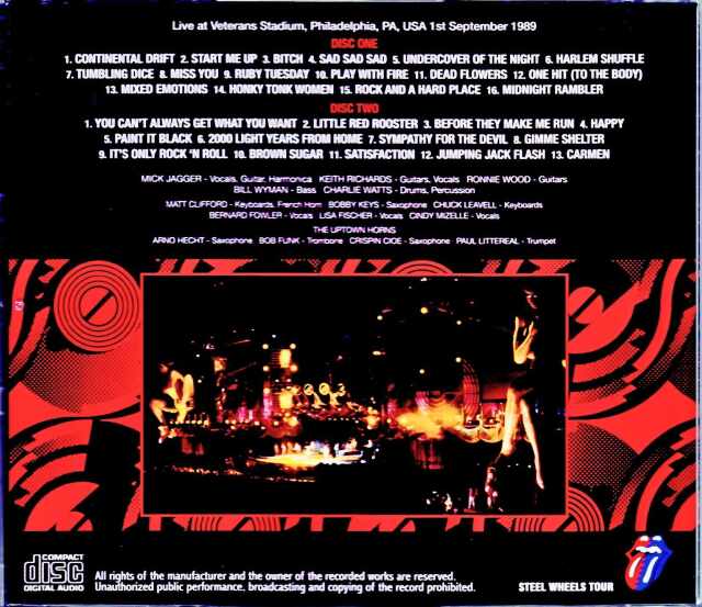 Rolling Stones ローリング・ストーンズ/PA,USA 9.1.1989 Upgrade