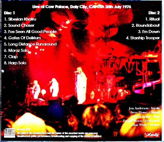 Yes イエス/CA,USA 7.20.1976 Complete