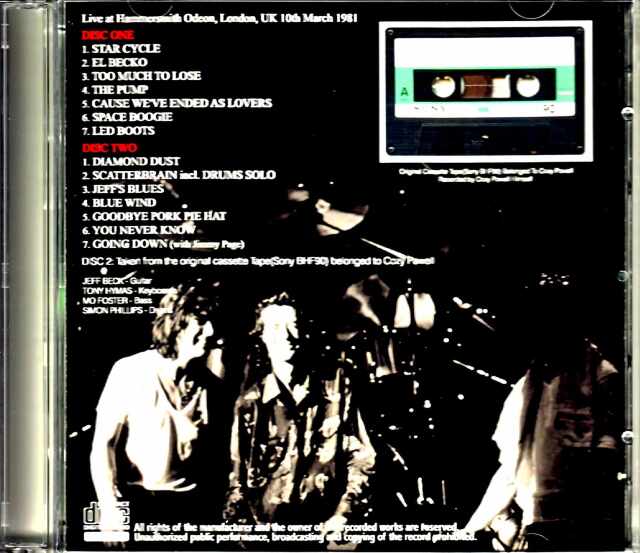 Jeff Beck ジェフ・ベック/London,UK 1981 Recorded by Cozy Powell
