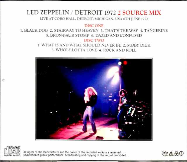 Led Zeppelin レッド・ツェッペリン/MI,USA 1972 2Source Mix
