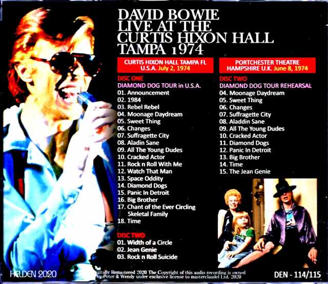 David Bowie デビッド・ボウイ/FL,USA 7.2.1974 & more