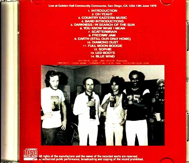 Jeff Beck Jan Hammer Group ジェフ・ベック ヤン・ハマー/CA,USA 6.13
