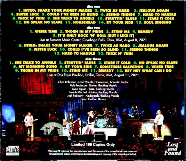 Black Crowes ブラック・クロウズ/OH,USA 2021 & more Complete