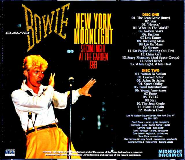 David Bowie デビッド・ボウイ/NY,USA 7.26.1983