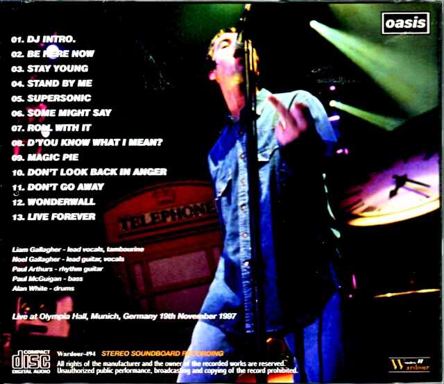 Oasis オアシス/Germany 11.19.1997 Soundboard Recording