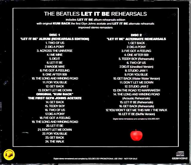 Beatles ビートルズ/レット・イット・ビー リハーサルス Let it Be