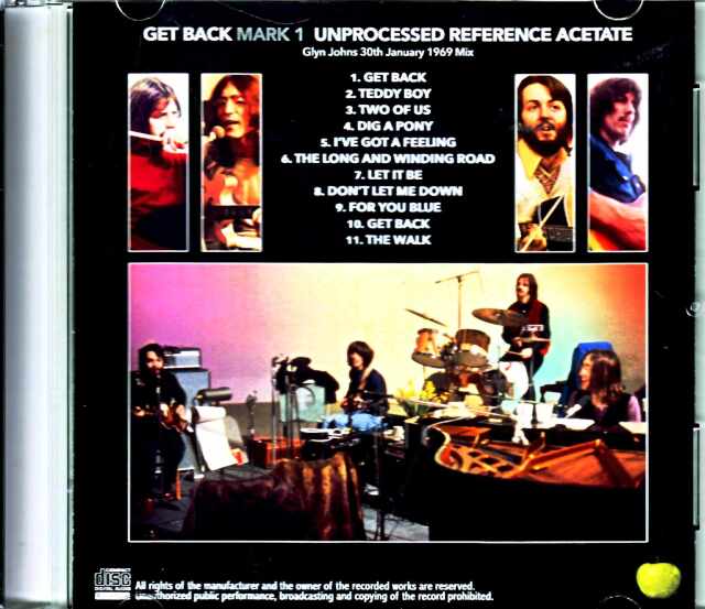 Beatles ビートルズ/Get Back Unprocessed Reference Acetate