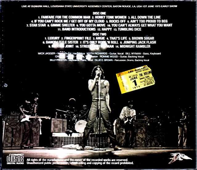 Rolling Stones ローリング・ストーンズ/LA,USA 6.1.1975 Early Show