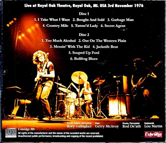 Rory Gallagher ロリー・ギャラガー/MI,USA 1976 Complete
