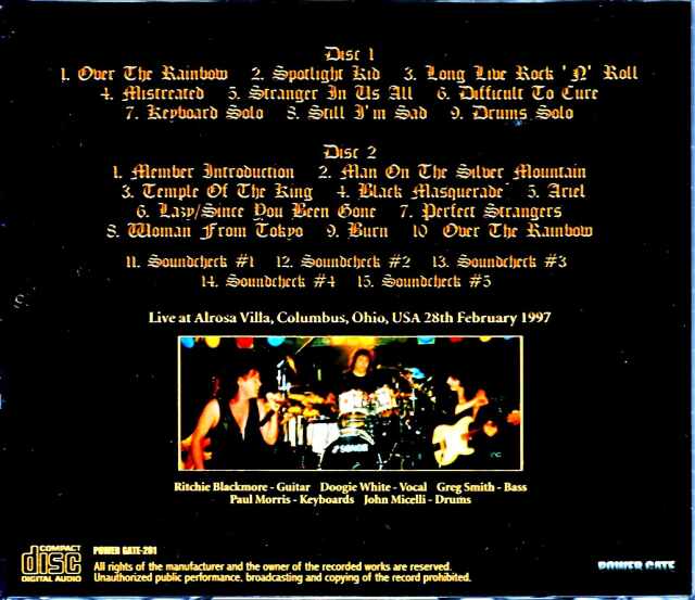 Ritchie Blackmore's Rainbow レインボー/OH,USA 1997 Complete