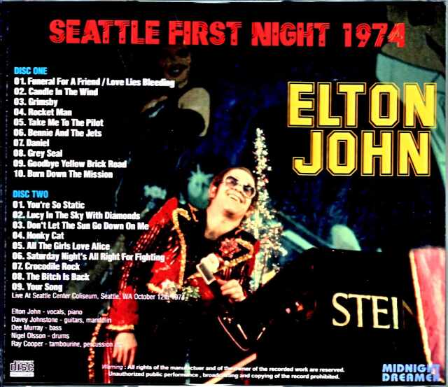 Elton John エルトン・ジョン/WA,USA 10.12.1974