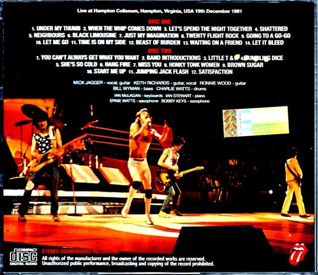 Rolling Stones ローリング・ストーンズ/VA,USA 12.19.1981 Remastered