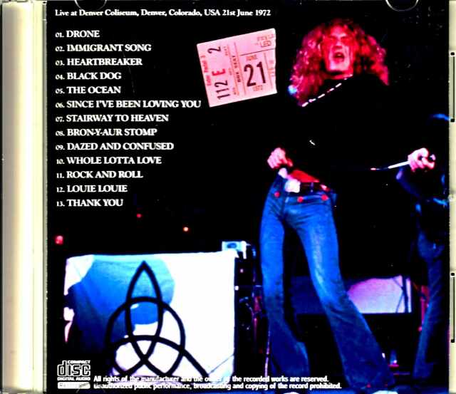 激レア レッドツェッペリン 1972年ツアーパンフレット Led Zeppelin レッド・ツェッペリン/CO,USA 1972