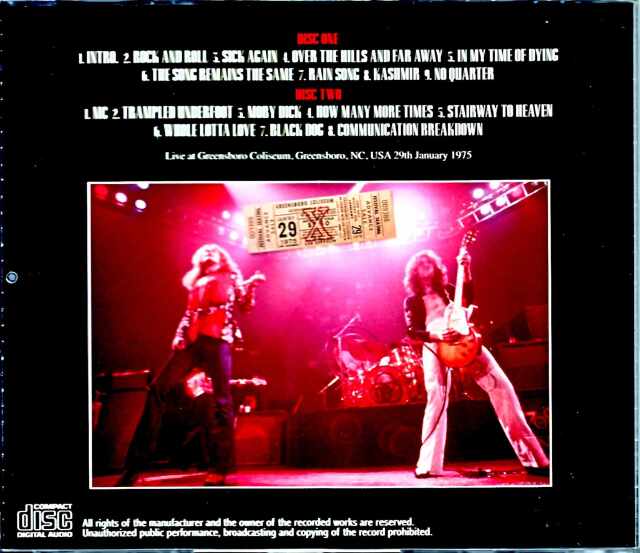 Led Zeppelin レッド・ツェッペリン/NC,USA 1975 Upgrade
