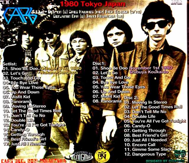 Cars / 1980年来日2公演 Cars カーズ/東京・中野サンプラザ 渋谷公会堂 1980年 Tokyo,Japan 2Days