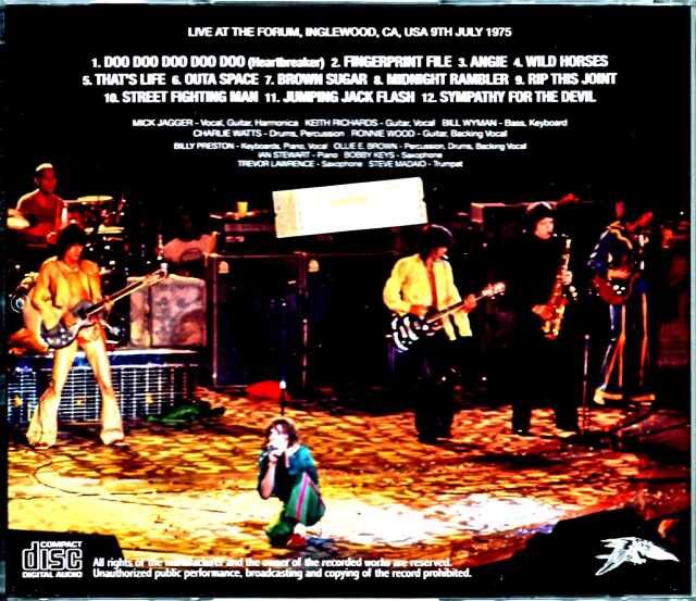ROLLING STONES ローリング・ストーンズ Rolling Stones ローリング・ストーンズ/CA,USA 7.12.1975 Mike