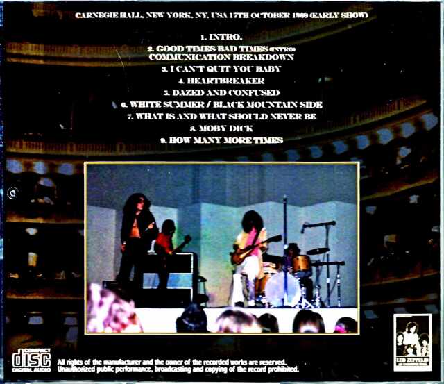 Led Zeppelin レッド・ツェッペリン/NY,USA 1969 Early Show New
