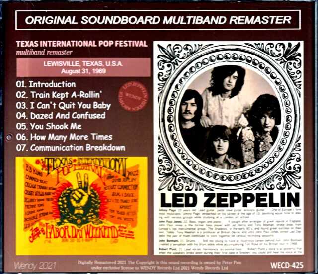 Led Zeppelin レッド・ツェッペリン/テキサス・ポップ・フェス 1969年