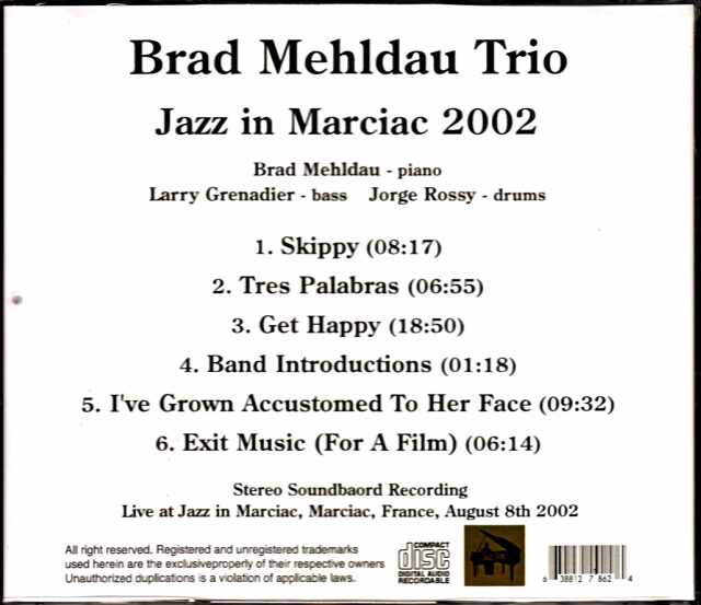 Brad Mehldau Trio ブラッド・メルドー/France 2002