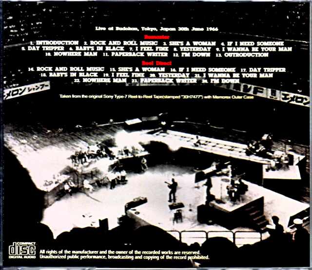 Beatles ビートルズ/Tokyo,Japan 6.30.1966 Reel Recording