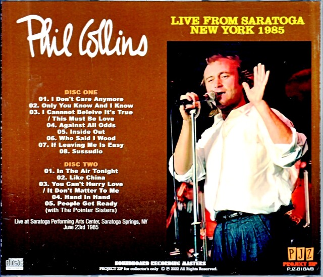 Phil Collins フィル・コリンズ/NY,USA 1985