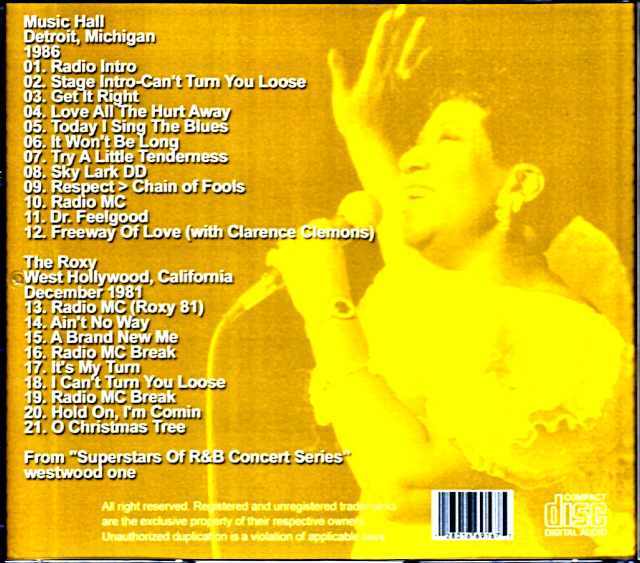 Aretha Franklin アレサ・フランクリン/MI,USA 1986 & more