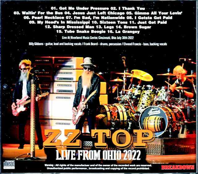 ZZ Top ZZ・トップ/OH,USA 2022 Complete