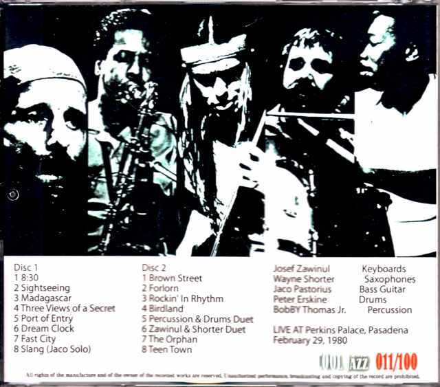 Weather Report ウェザー・リポート/CA,USA 2.29.1980 Complete