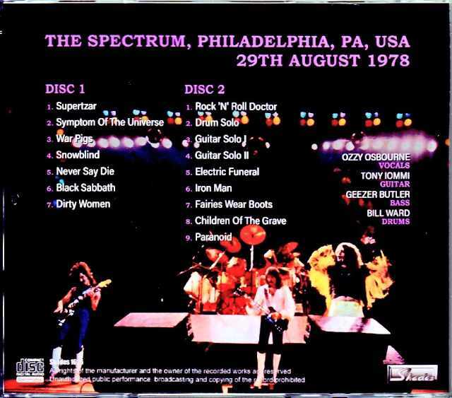 Black Sabbath ブラック・サバス/PA,USA 1978 Complete