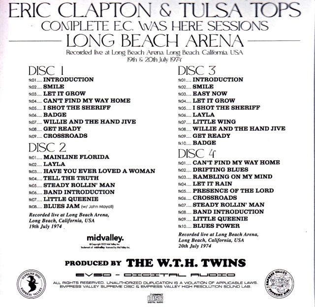 Eric Clapton エリック・クラプトン/CA,USA 1974 2Days Complete