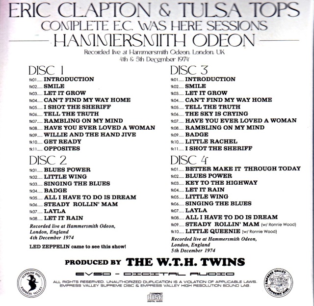 Eric Clapton エリック・クラプトン/London,UK 1974 2Days Complete