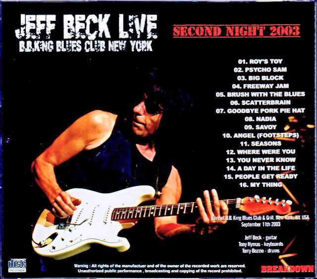 Jeff Beck ジェフ・ベック/NY,USA 9.11.2003 Complete