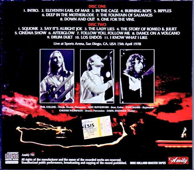Genesis ジェネシス/CA,USA 1978 Complete Mike Millard Master Tapes